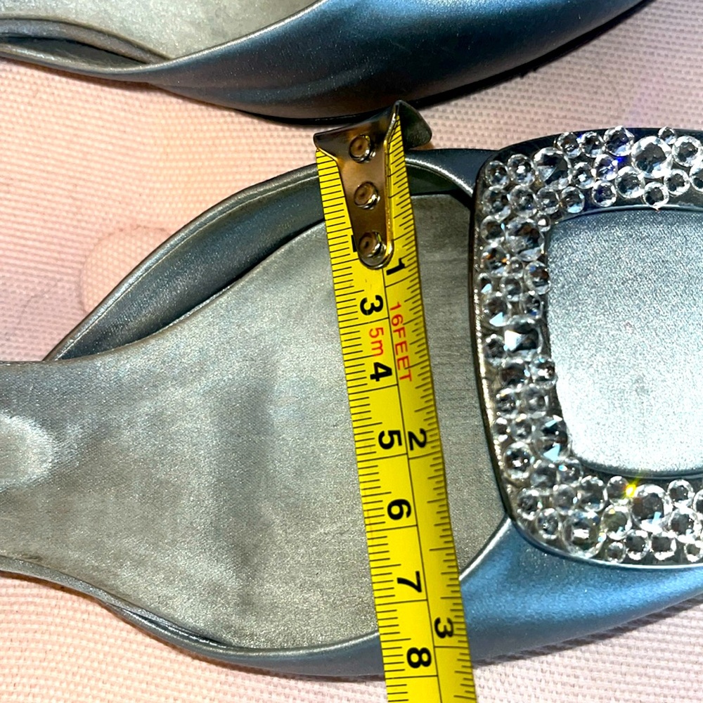 Roger Vivier baby blue satin flats w/brilliant crystal buckles gorgeous sz 34.5 - Picture 8 of 16